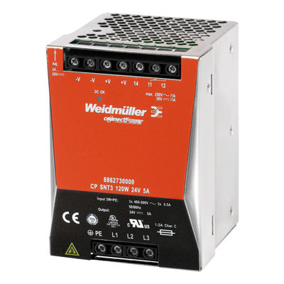 Bộ nguồn Weidmuller, Weidmuller Power Three-Phase Power Supply CP SNT3 120W 24V 5A ,8862730000