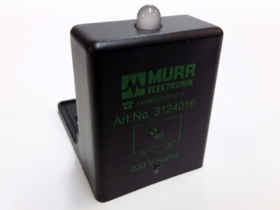 Đèn báo gắn cầu đấu van từ 18mm, MURR Elektronik 3124016 Valve Plug Suppressor Form A 18MM LED 230VAC