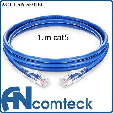 Dây nhảy patch cord 1m cat5 lõi đồng 100%, pass Fluke ACT-LAN-5E01BLB ANCOMTECK